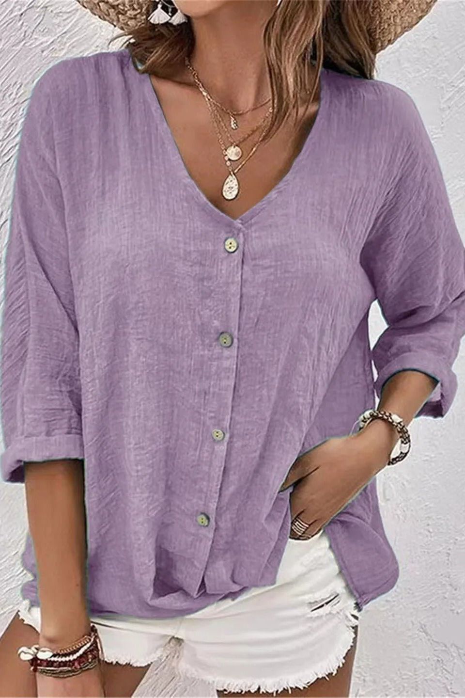 Coastal Breeze Button Blouse