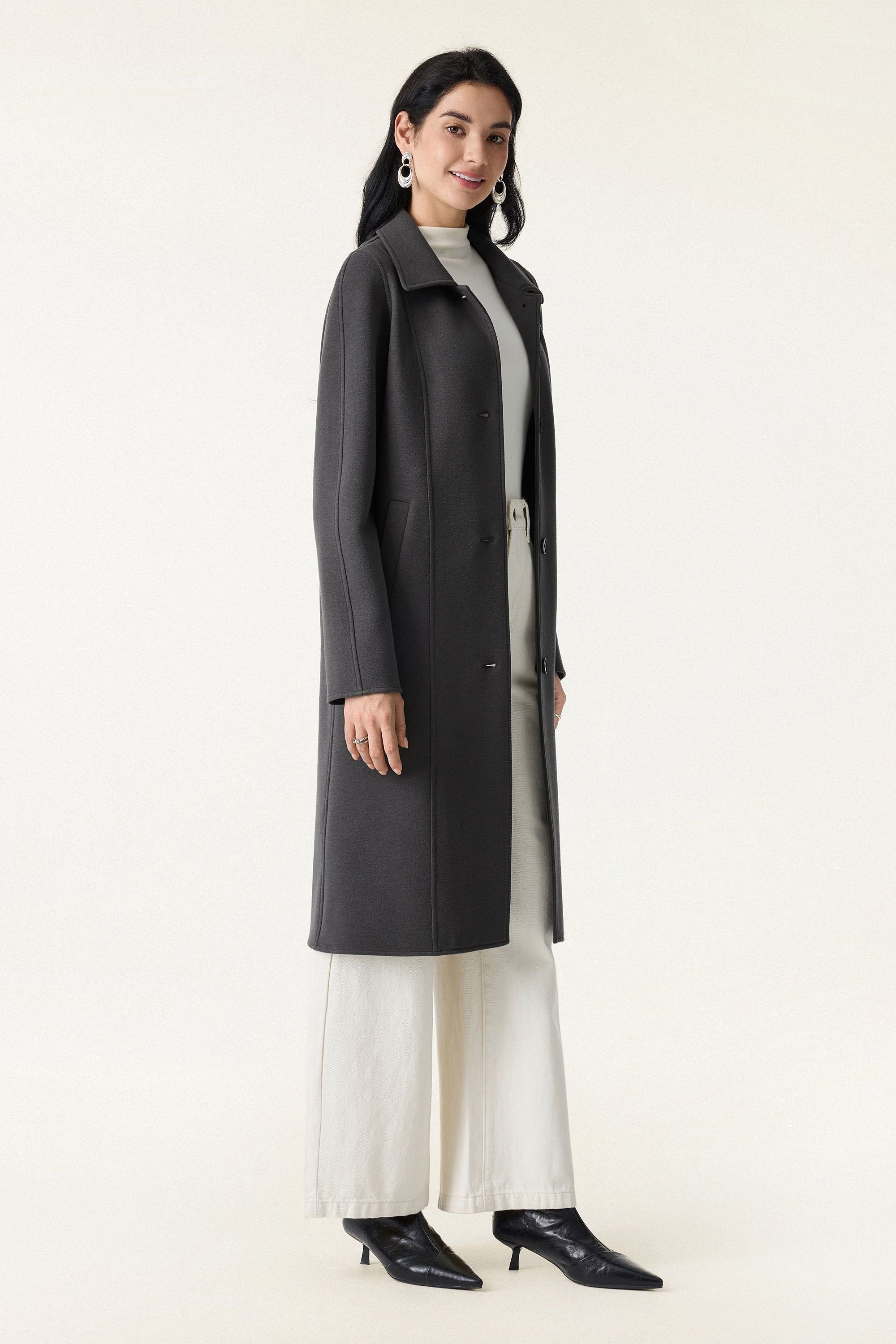Button Front Collared Coat