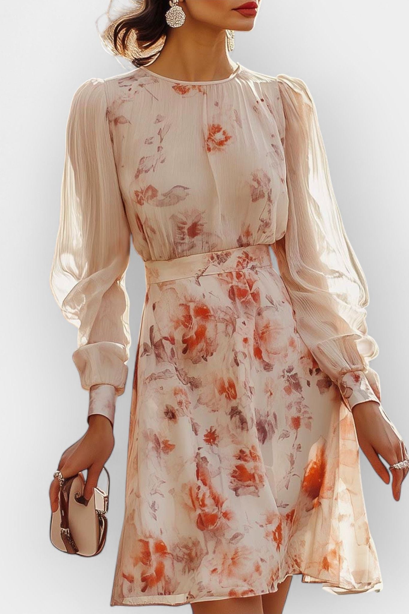 Blush Bloom Sheer Sleeve Dress