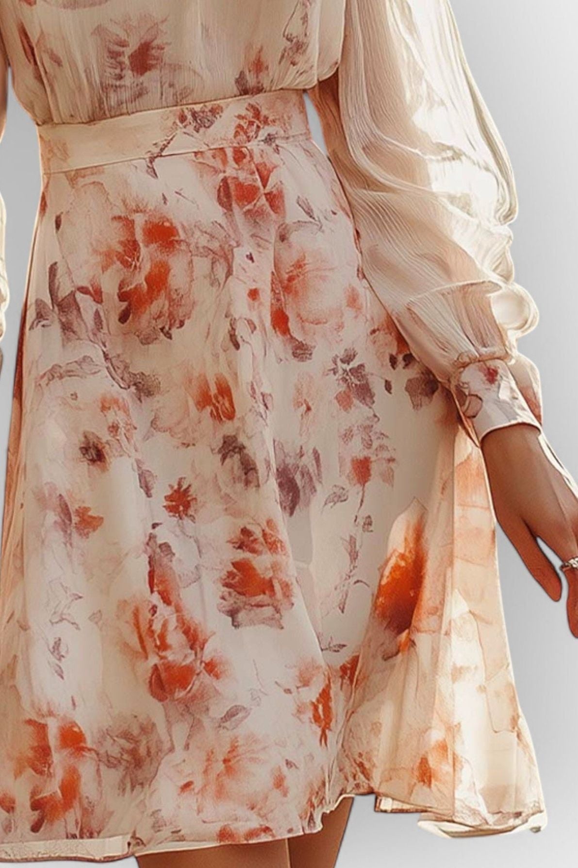 Blush Bloom Sheer Sleeve Dress