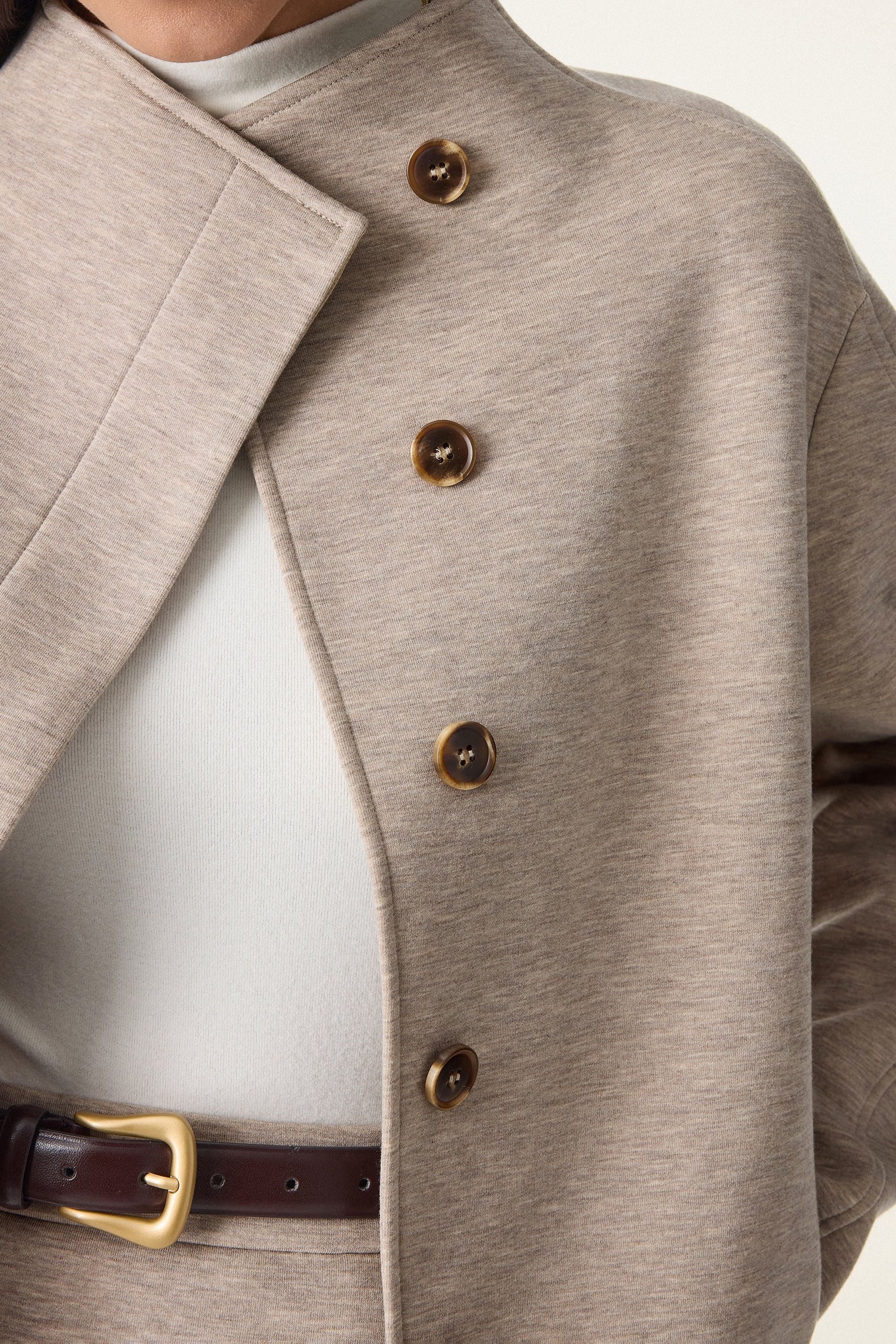 2Pcs Set Jacket & Double Waistband Straight Pants