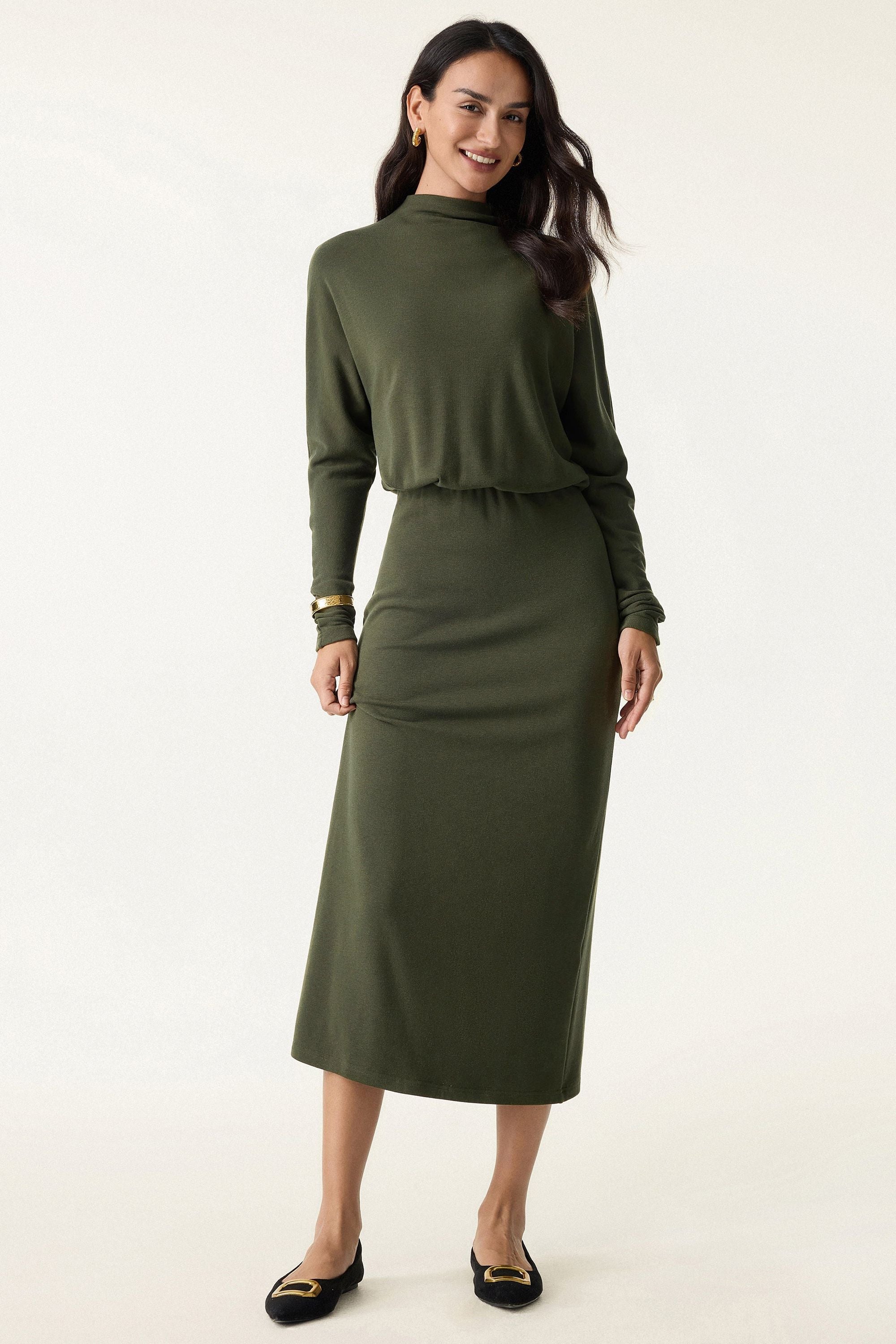 Sleeve Cinched Waist Dress