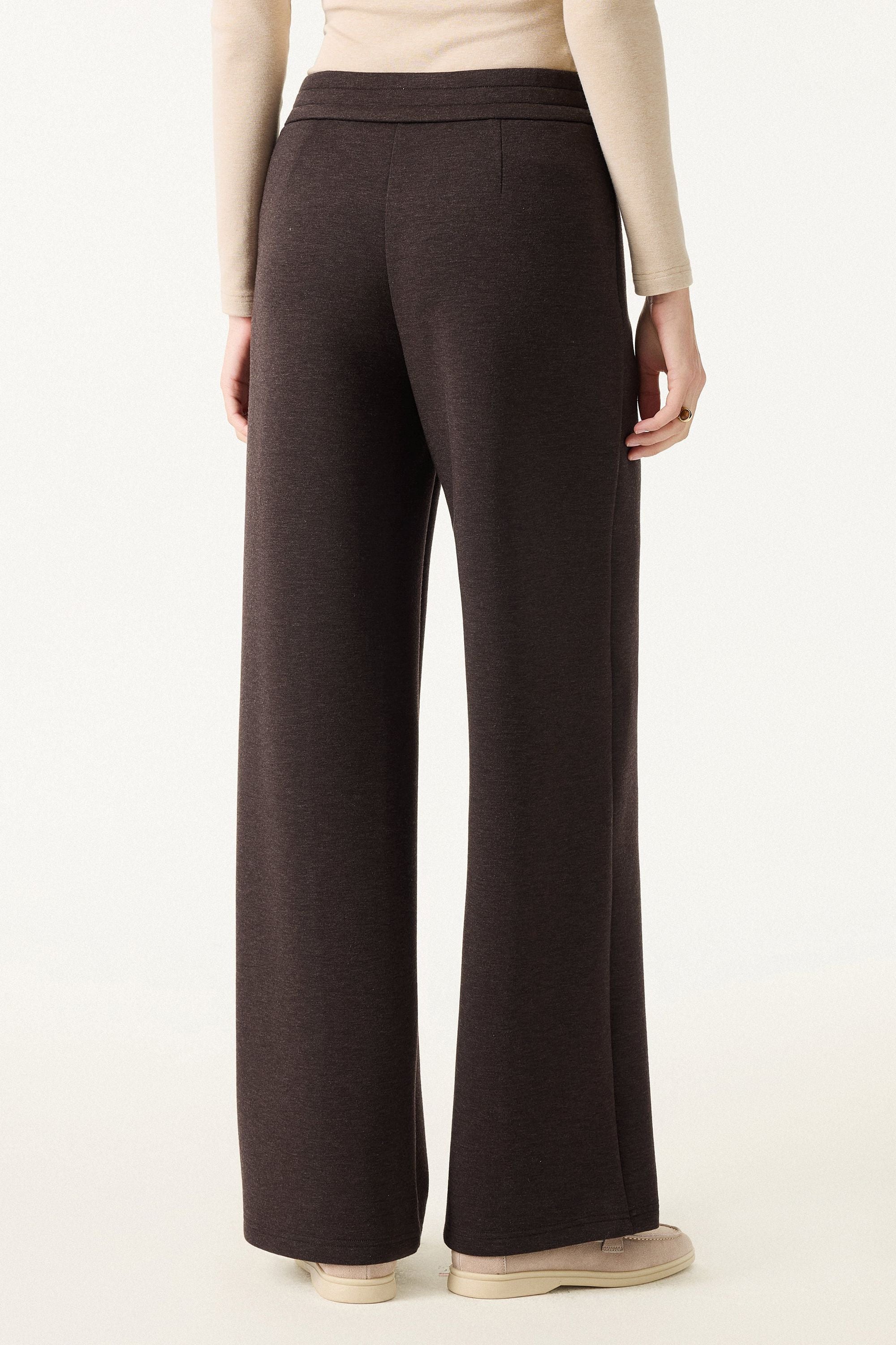 2Pcs Set Shawl Belted Outerwear & Pull-on Pants