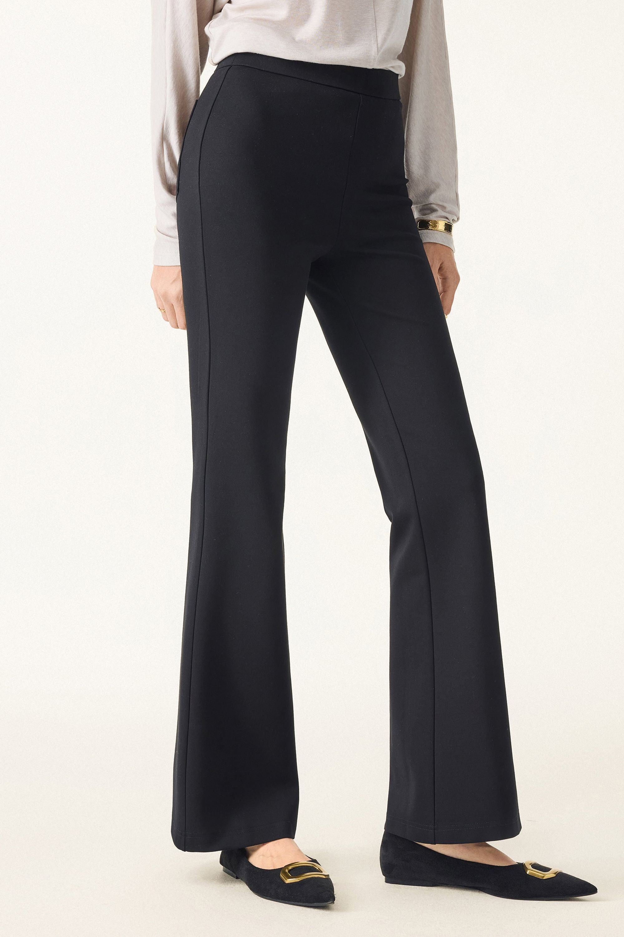 Slimming Ponte High Rise Pull-on Flared Pants