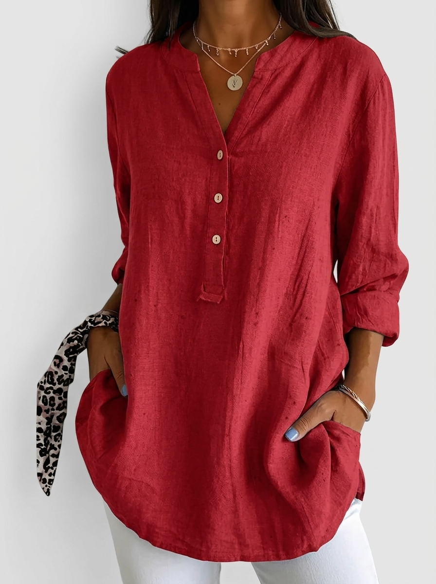Effortless Linen Button Blouse