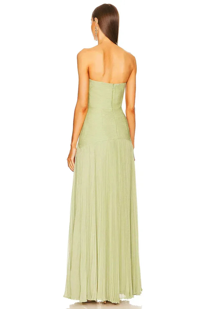 Strapless Pleated Maxi Dress