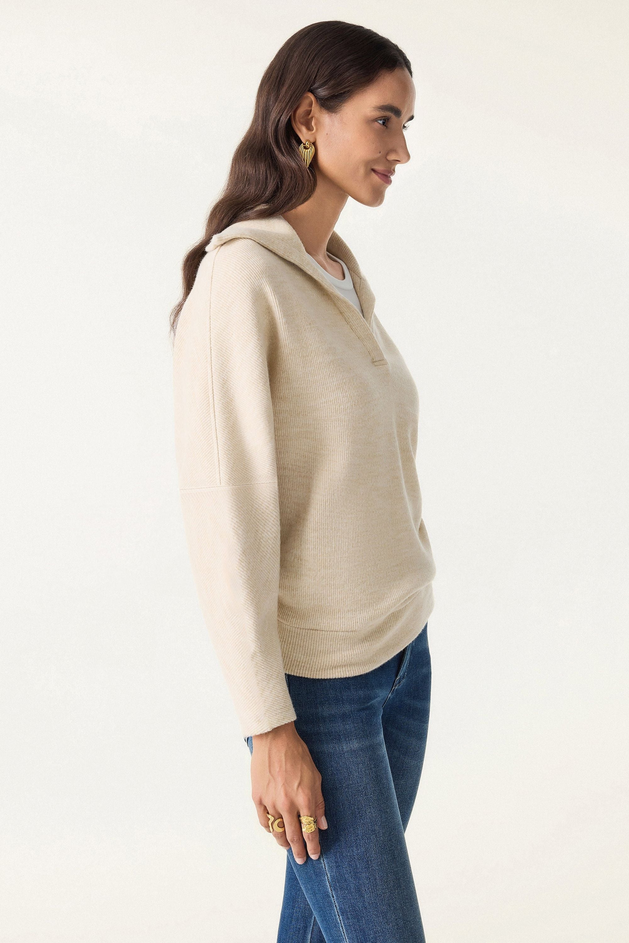 V-Neck Batwing Sleeve Pullover