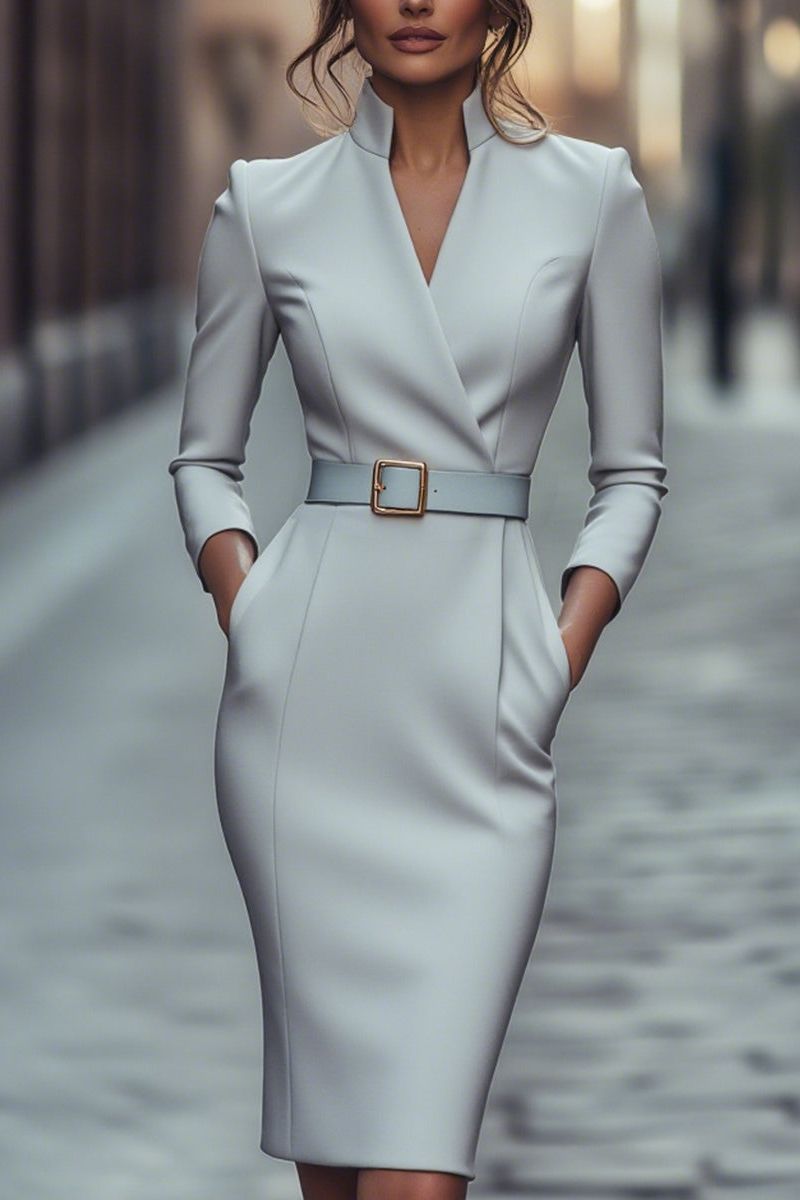 Refined Belted Sheath Dress