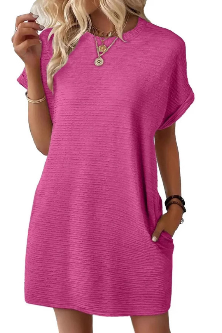 Casual Minimalist Round Neck Dress