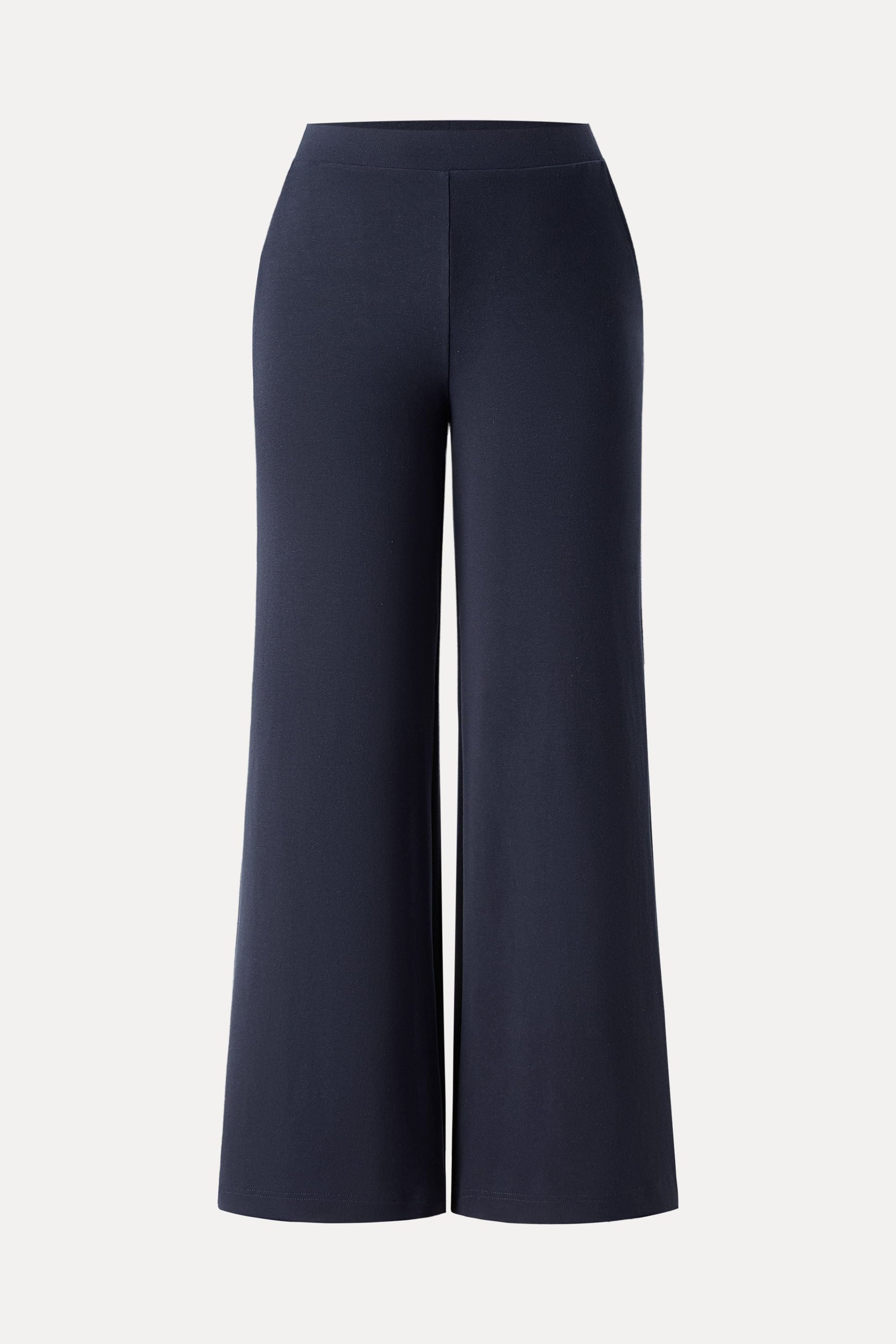 Wool Wide Leg Pull-on Pants with Pockets