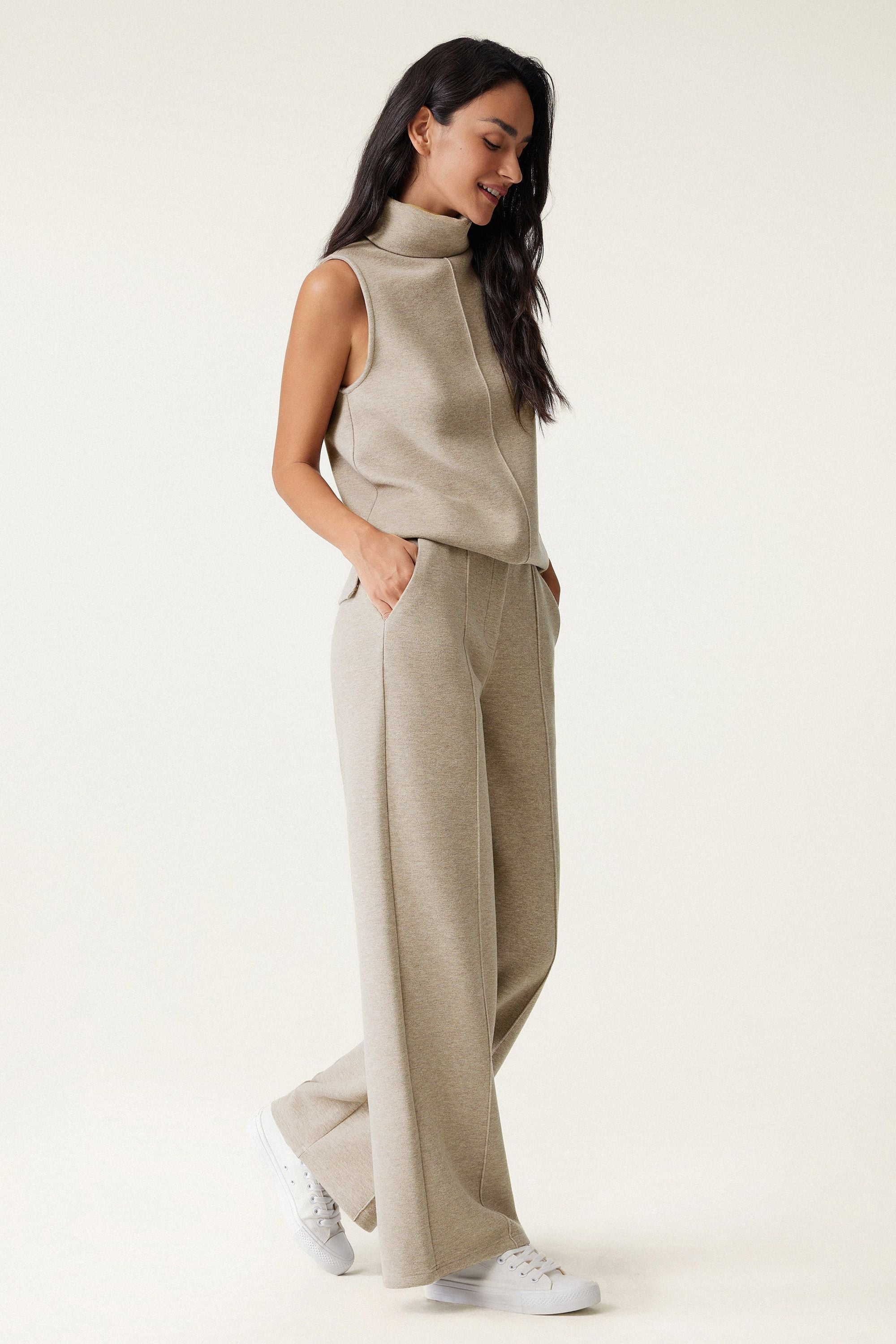 High Waisted Straight Leg Pull On Pant