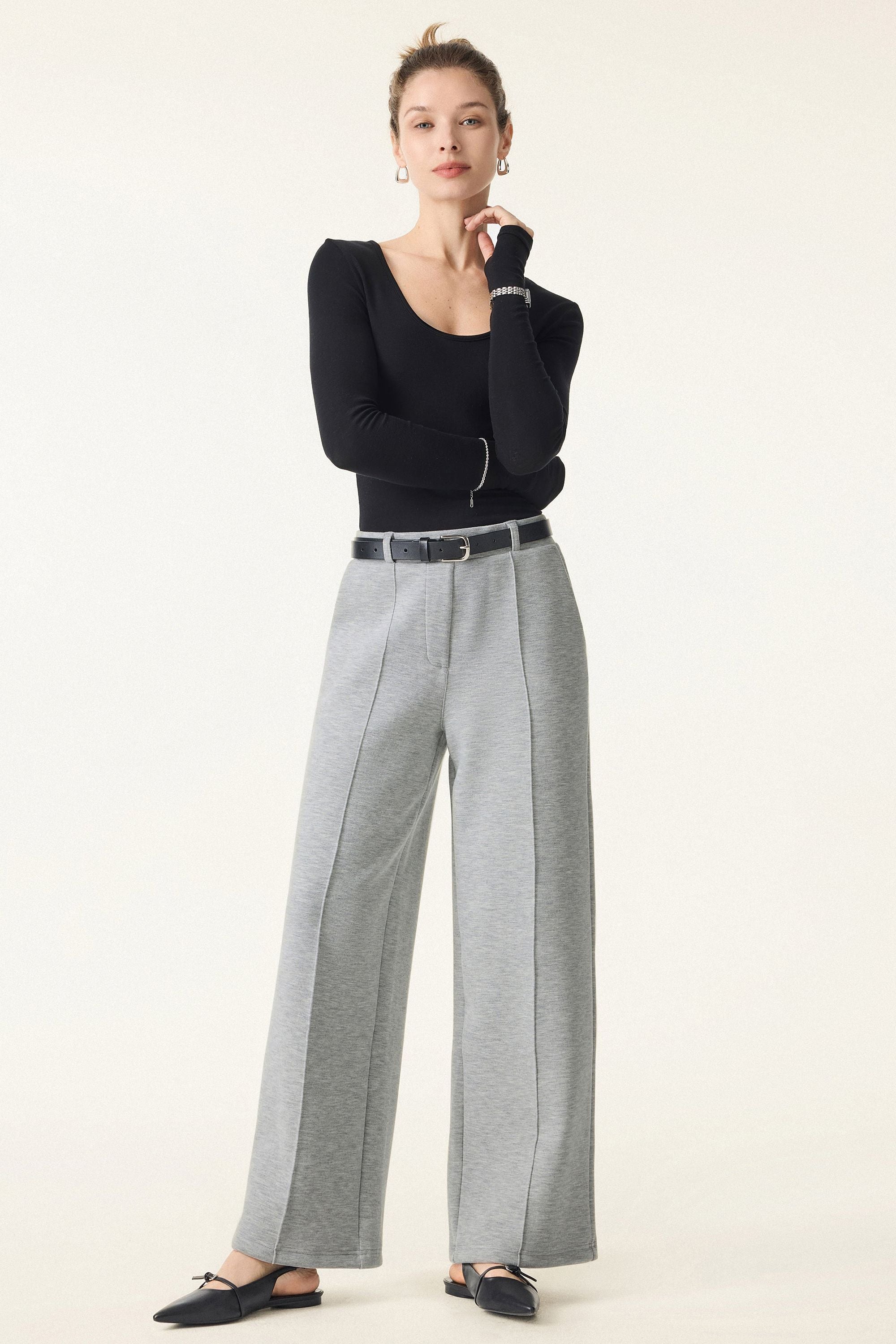 High Waisted Straight Leg Pull On Pant