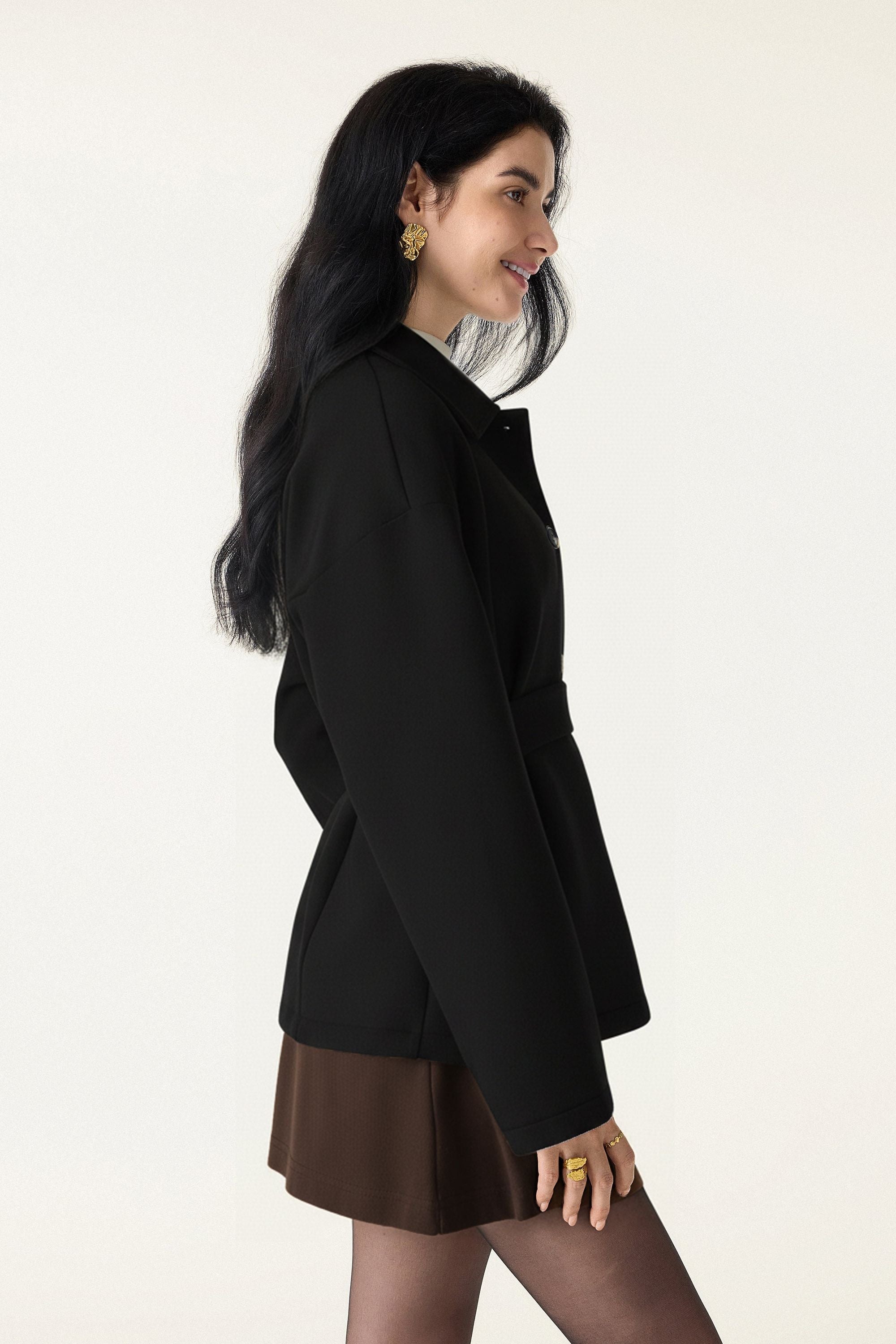 Belted Button Front Jacket