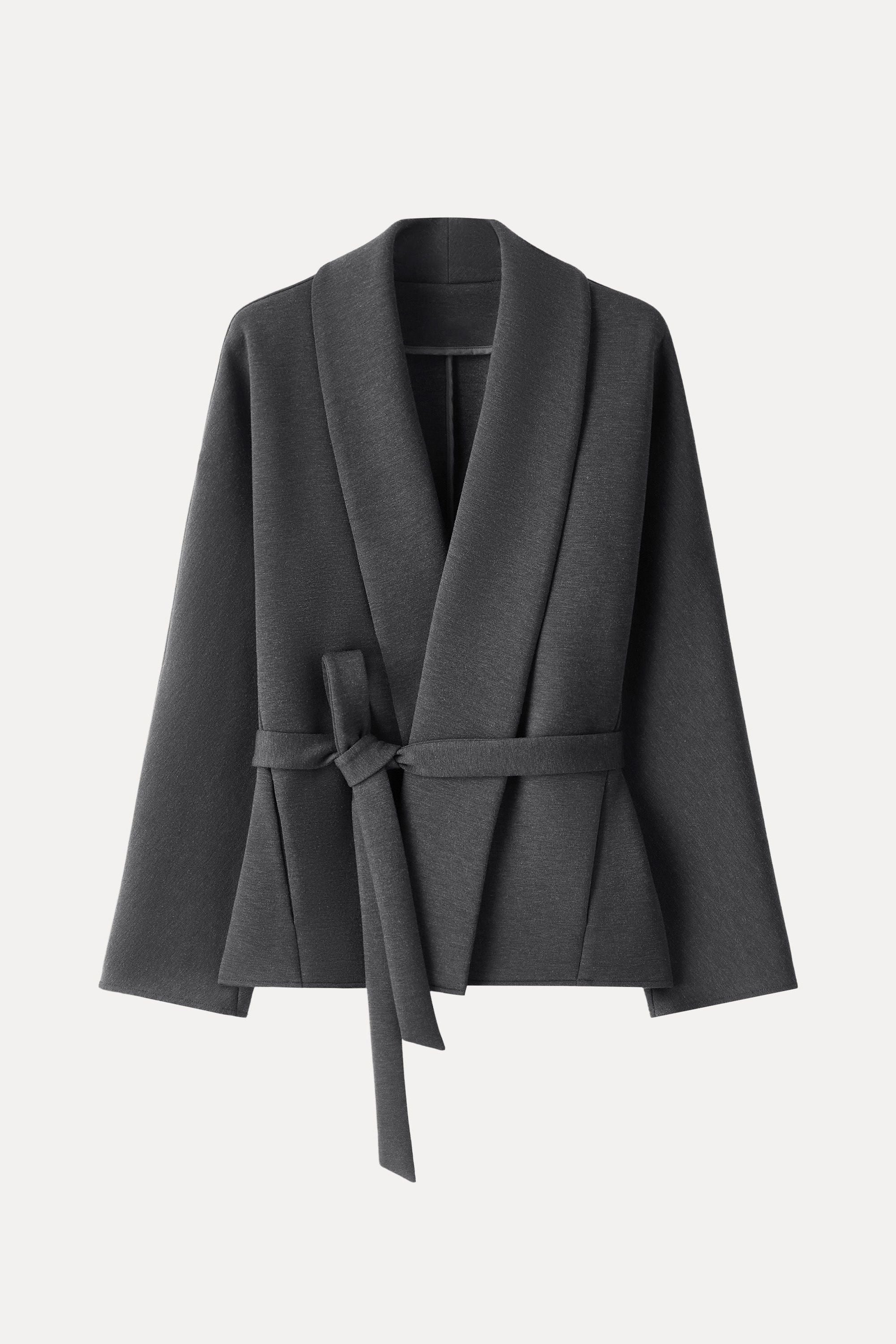 Shawl Neck Belted Jacket