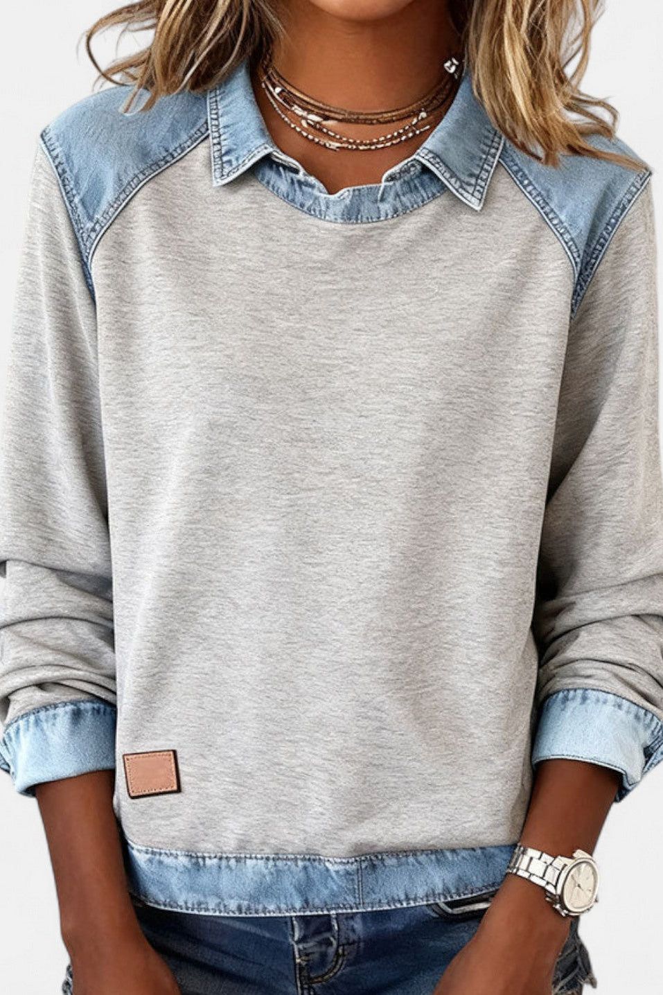 Denim-knit sweater