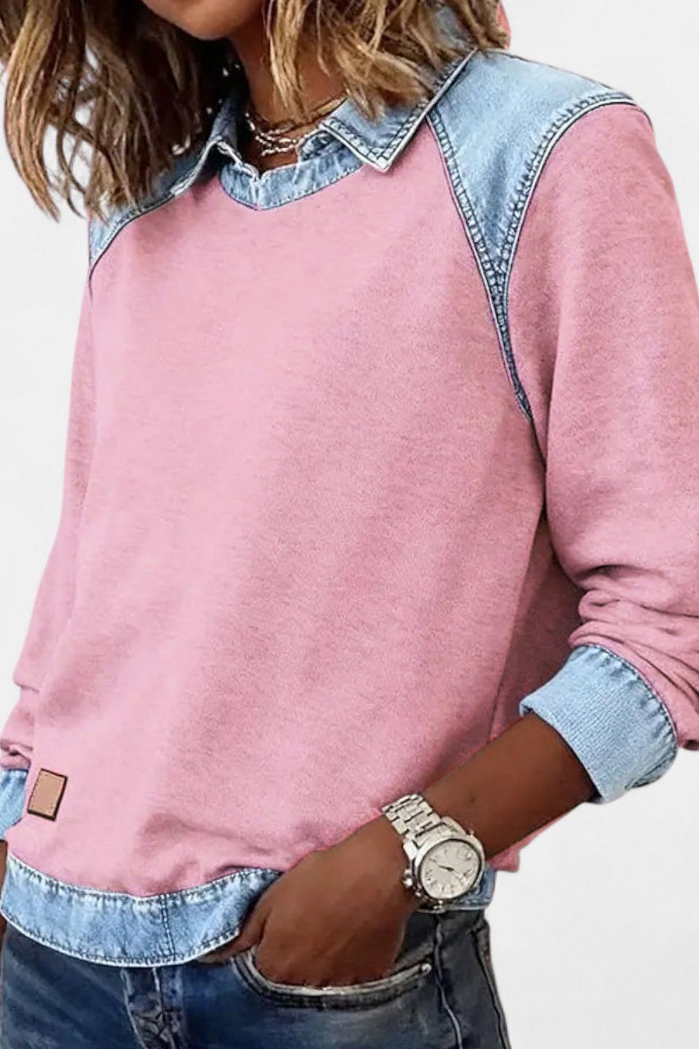 Denim-knit sweater