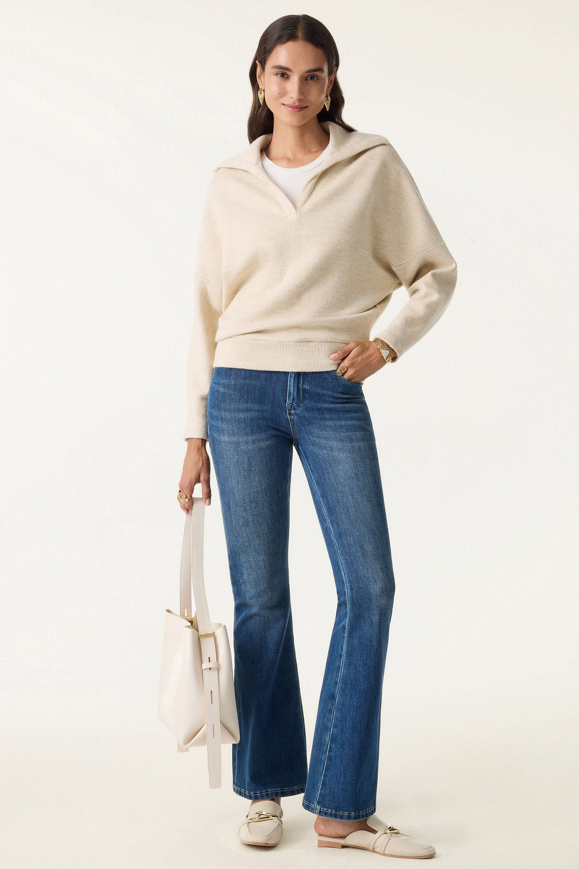 V-Neck Batwing Sleeve Pullover