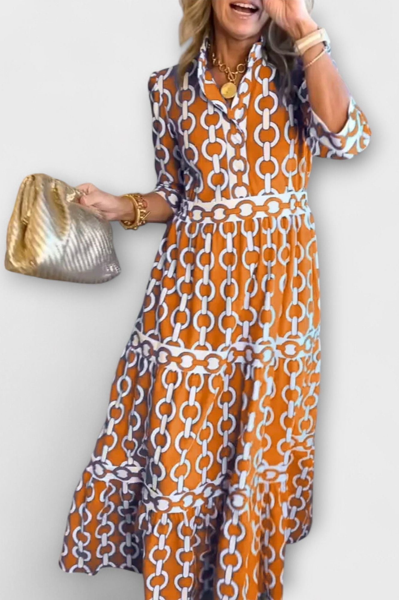 Royal Chain Elegance Midi Dress