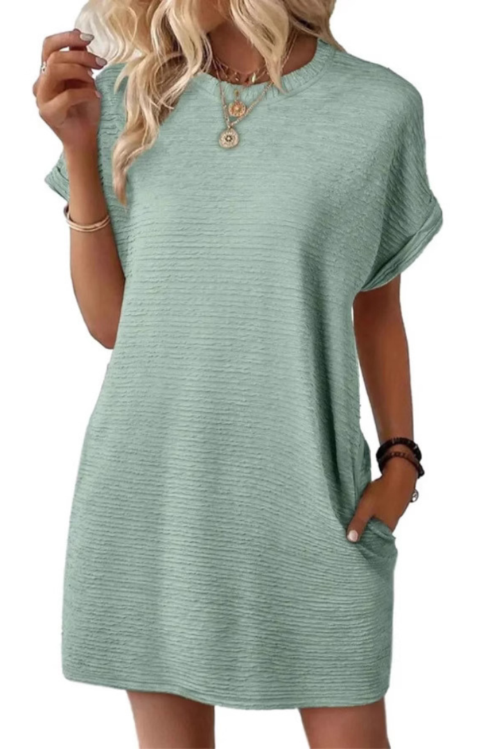 Casual Minimalist Round Neck Dress