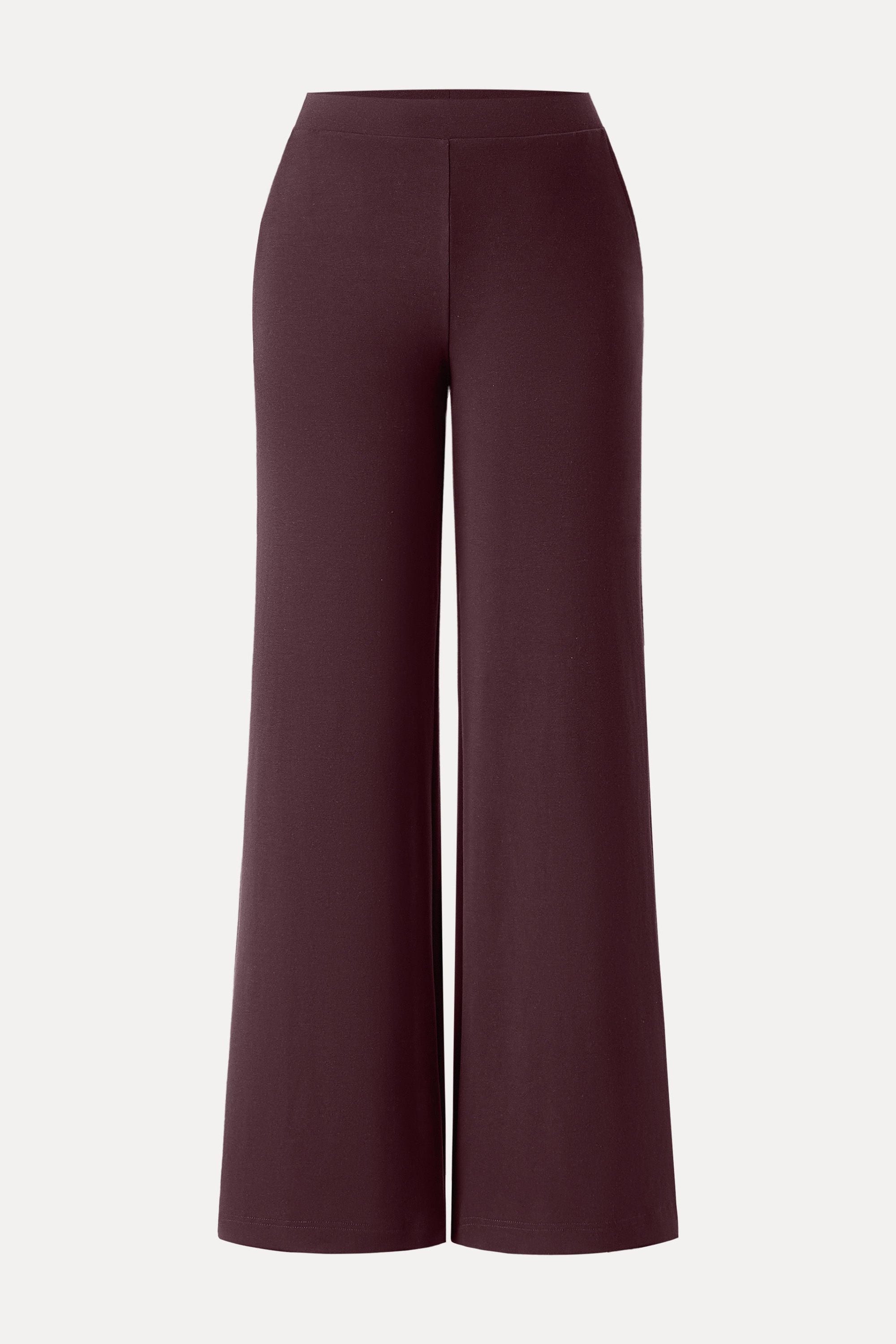Wool Wide Leg Pull-on Pants with Pockets