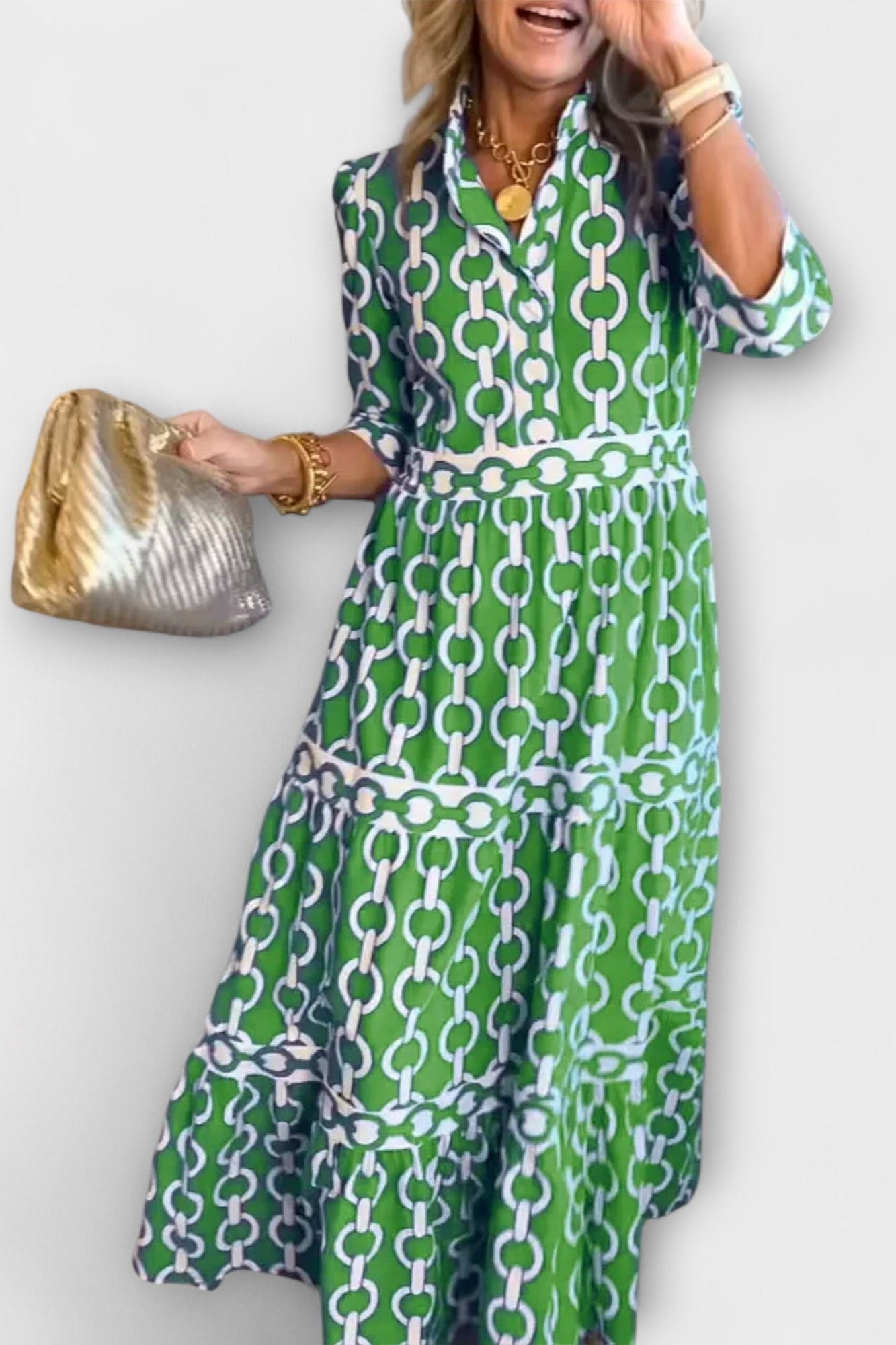 Royal Chain Elegance Midi Dress