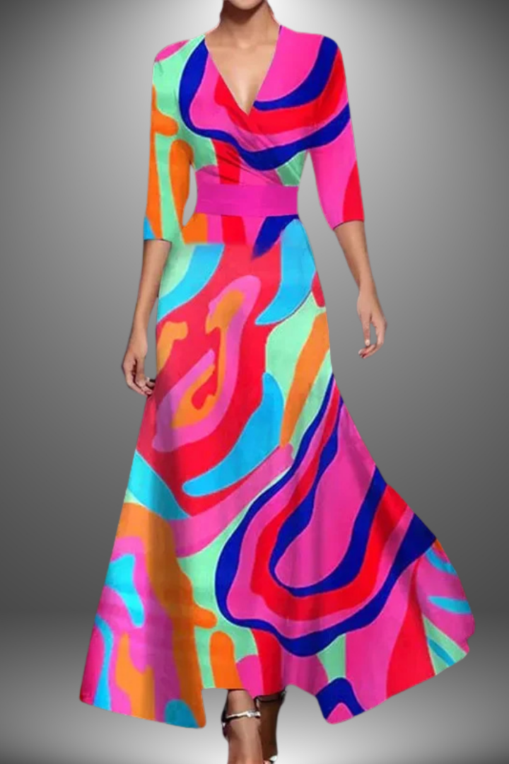 Scarlet Bloom Wrap Maxi Dress