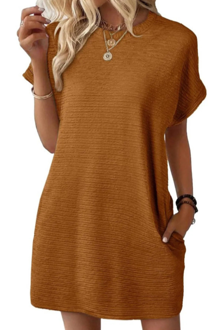 Casual Minimalist Round Neck Dress