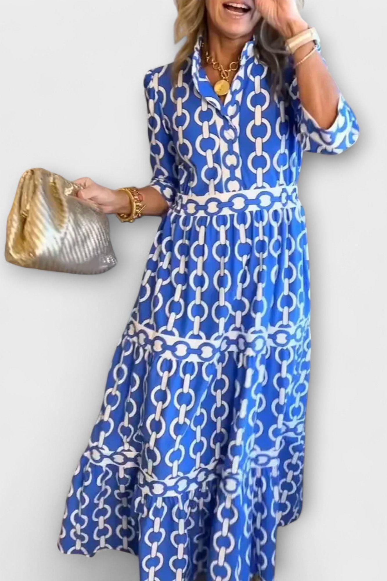 Royal Chain Elegance Midi Dress