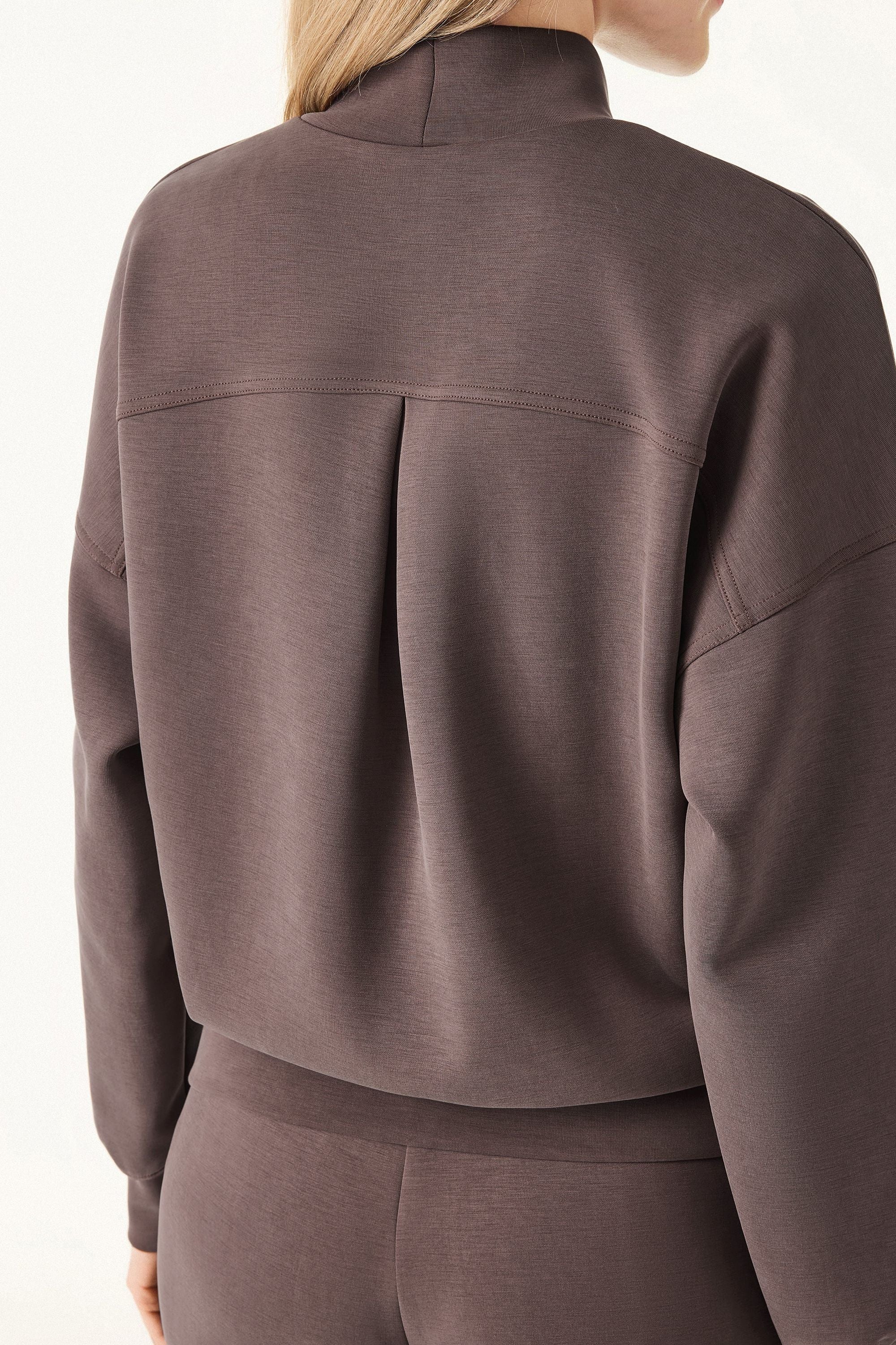 2Pcs Set Mockneck Pullover Shirt & Mid Rise Straight Leg Pants with Pockets