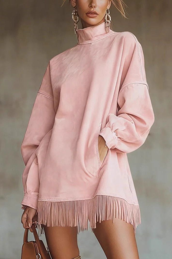 Adela – High-neck suede dress