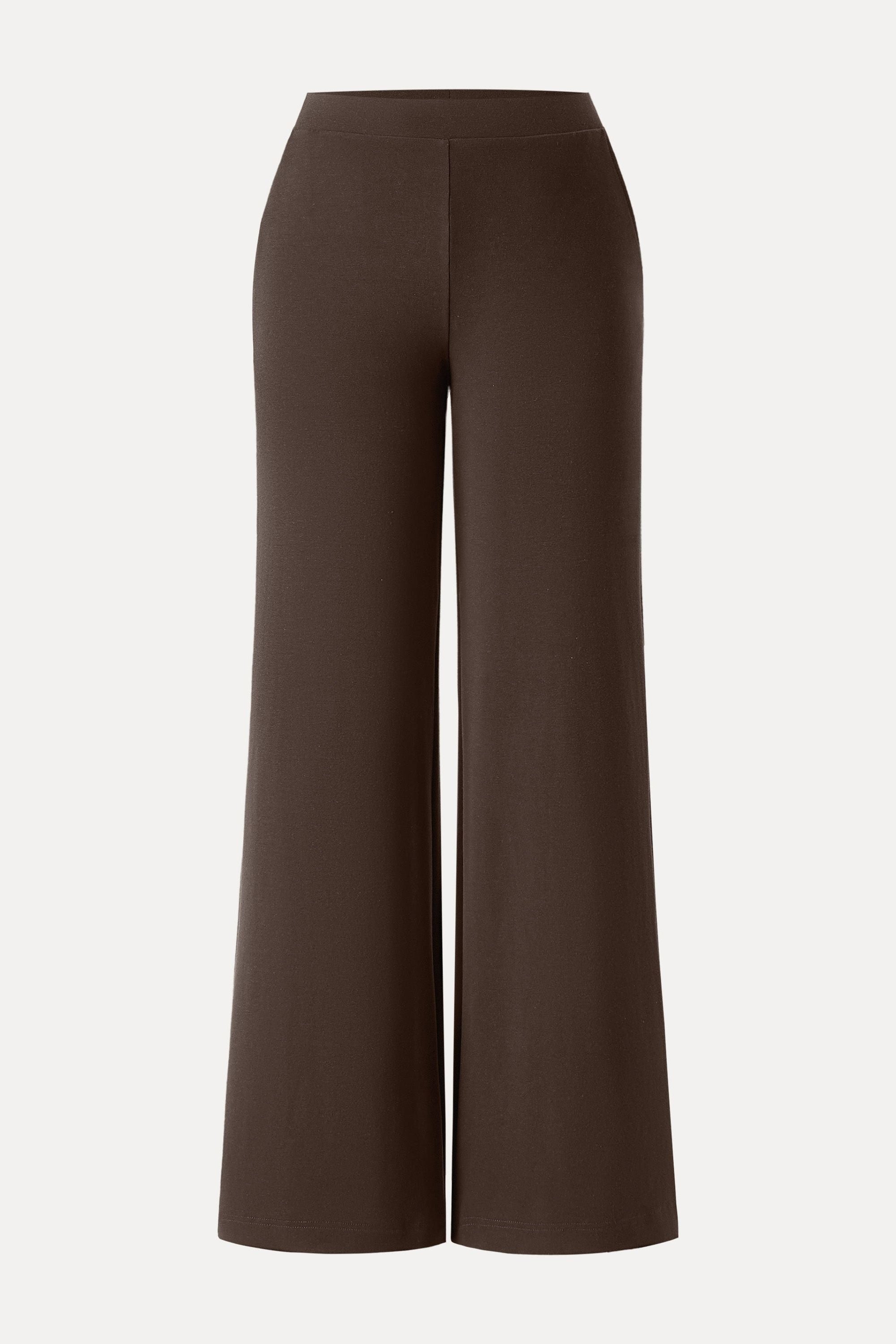 Wool Wide Leg Pull-on Pants with Pockets