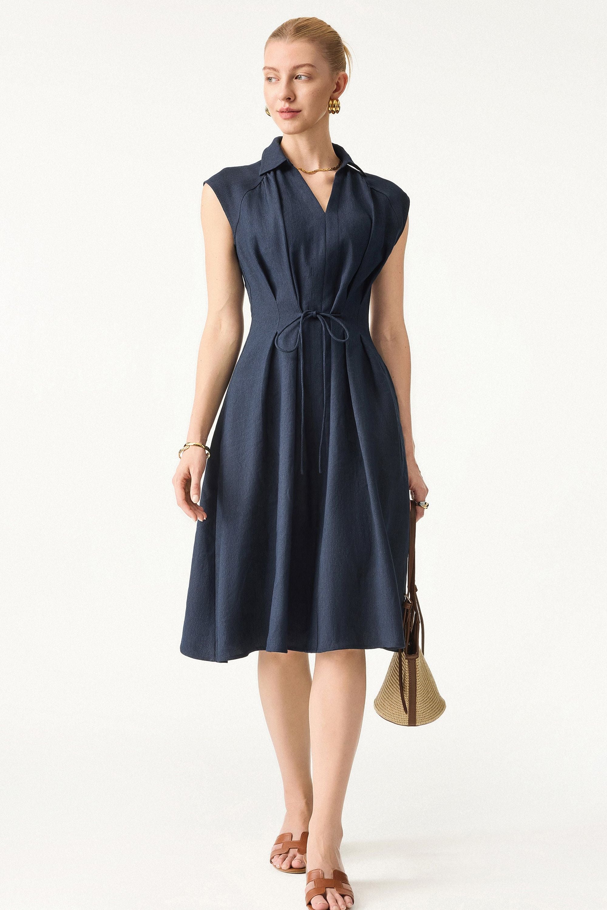 V-neck Dress with Drawstring