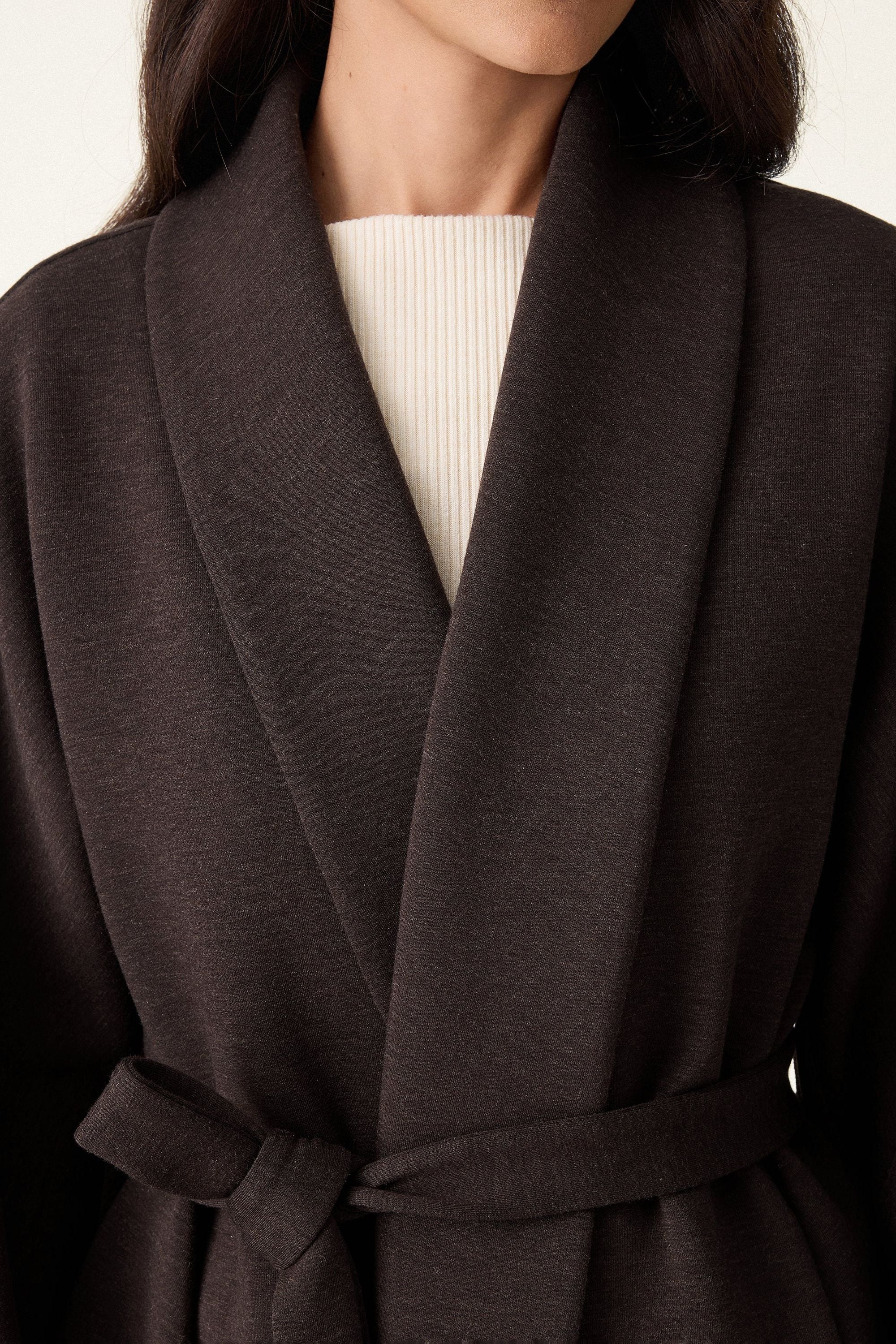 Shawl Neck Belted Jacket