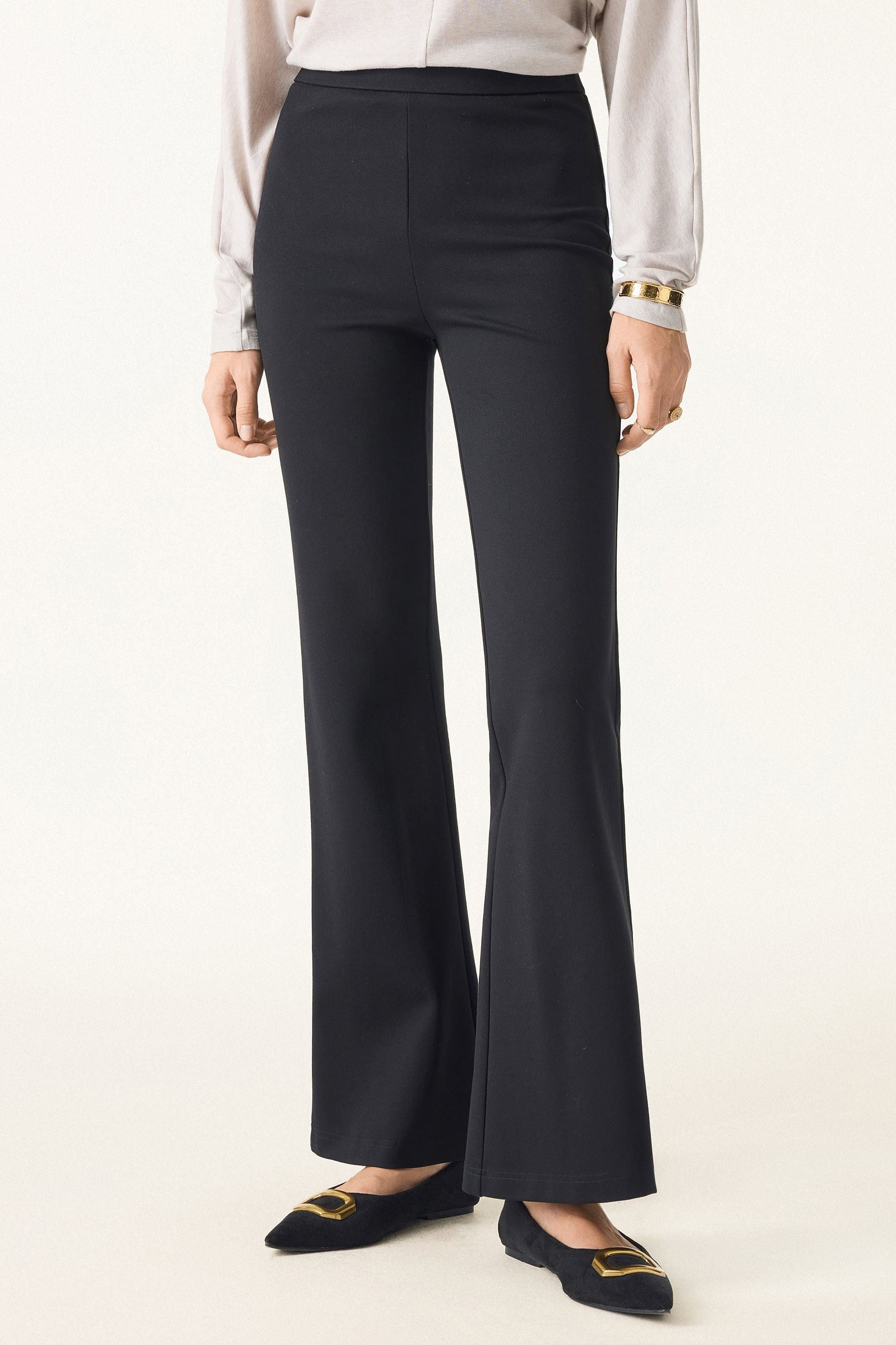 Slimming Ponte High Rise Pull-on Flared Pants