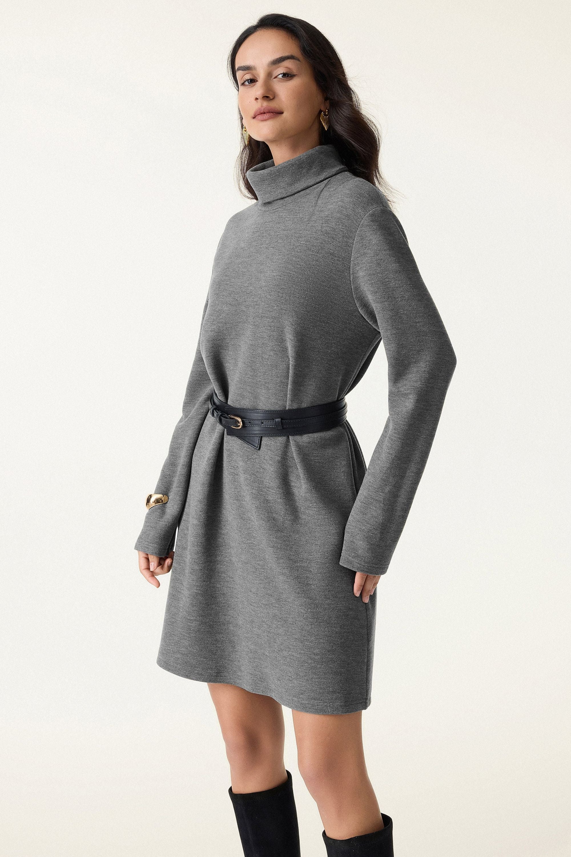 Cozy Warm Turtleneck Mini Dress
