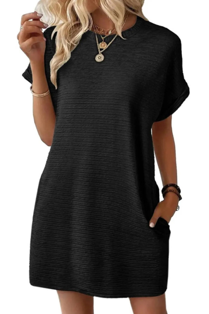 Casual Minimalist Round Neck Dress