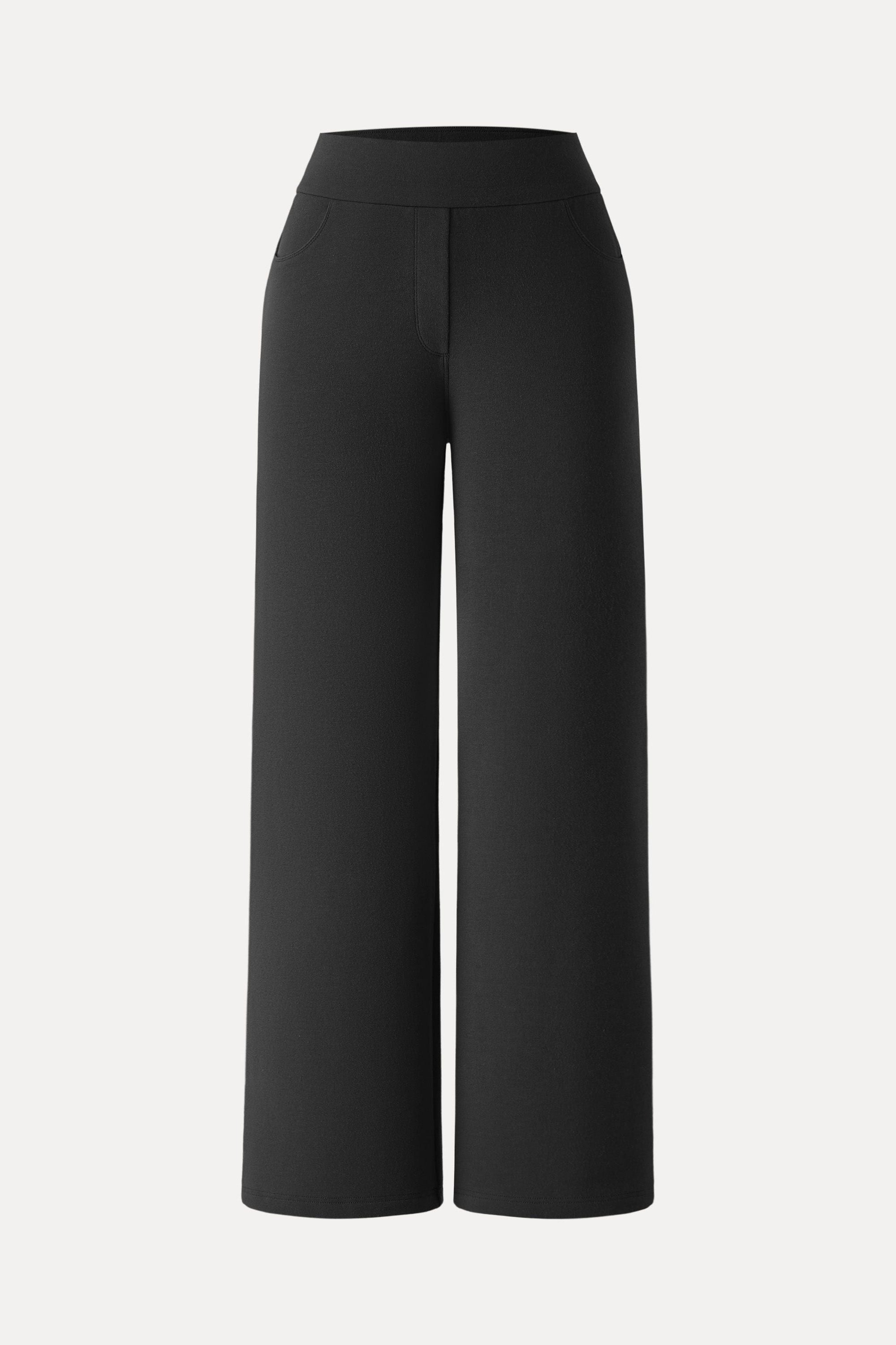 Waistband Wide Leg Pull-on Pants with Pockets