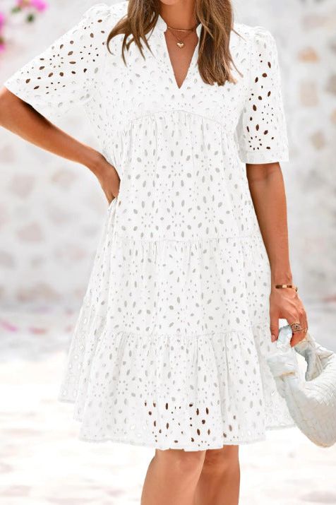 Midnight Eyelet Tiered Dress