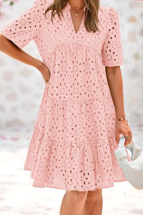 Midnight Eyelet Tiered Dress