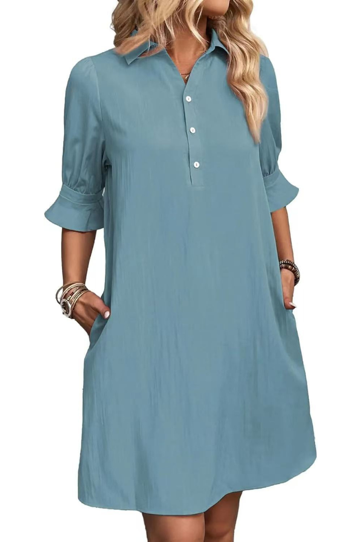 Casual Button Down Shirt Dress