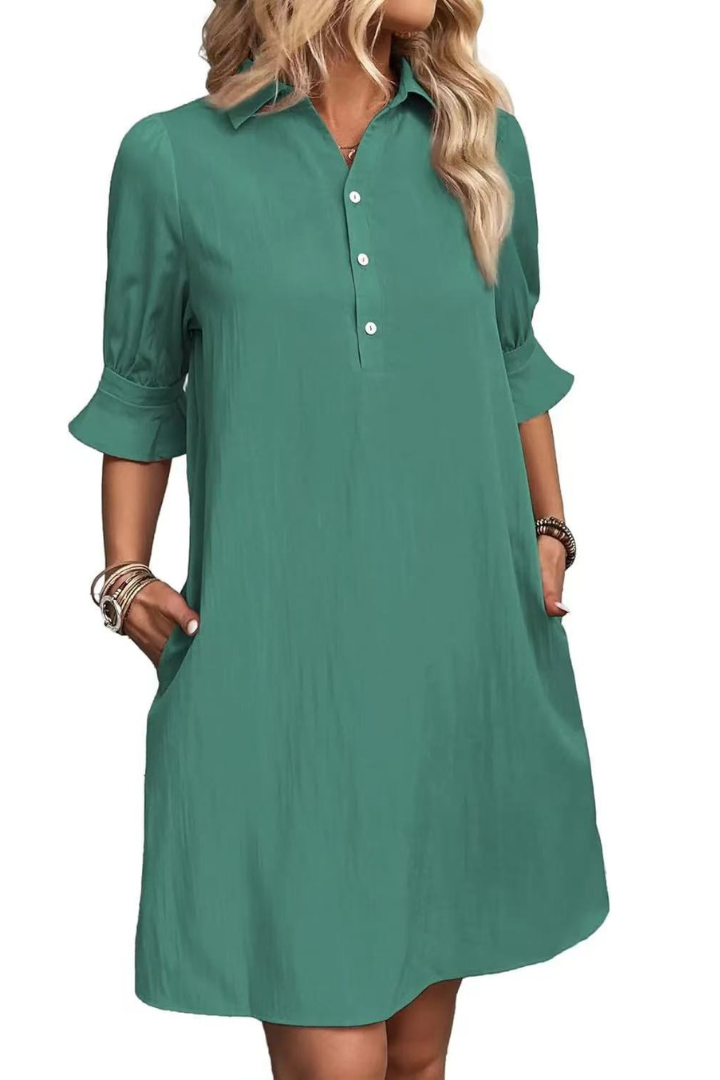 Casual Button Down Shirt Dress