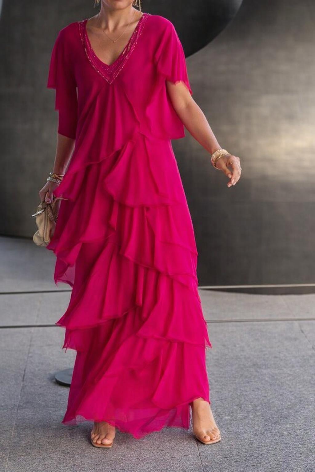 Luxe V-Neck Statement Dress