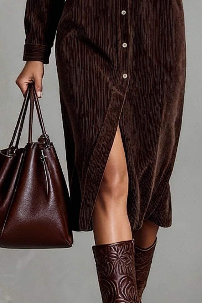 Chic Corduroy Midi Dress