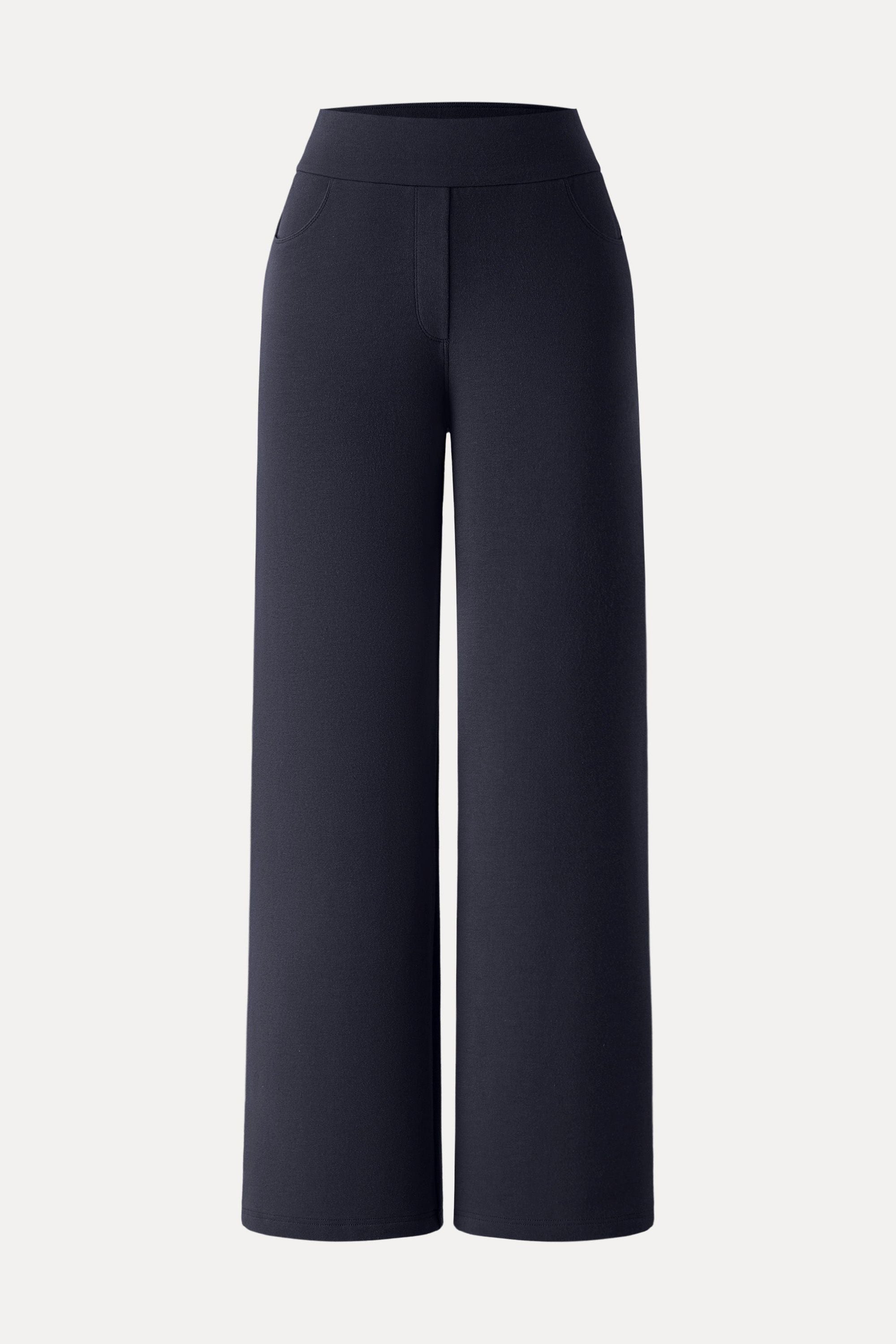 Waistband Wide Leg Pull-on Pants with Pockets