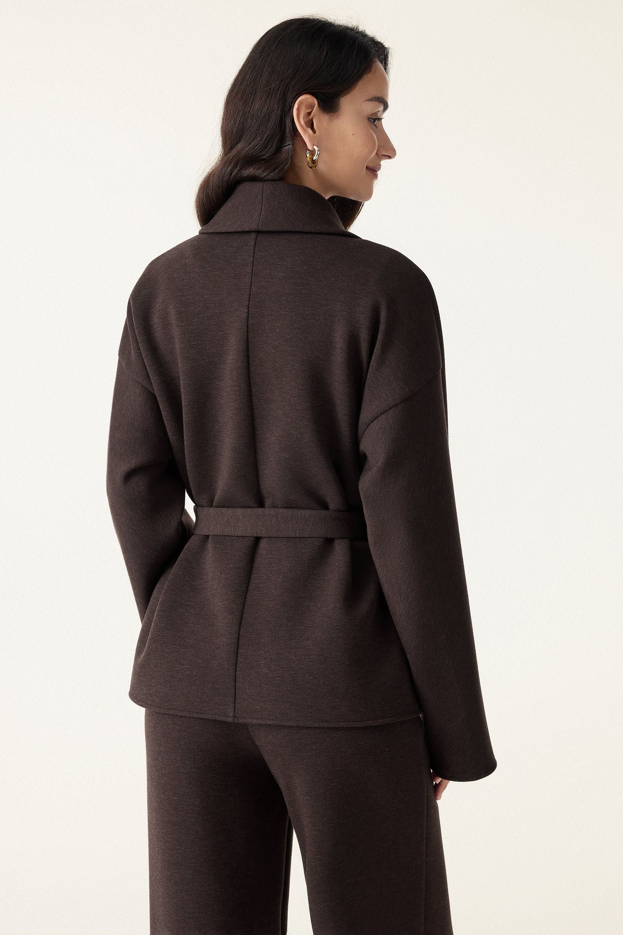 Shawl Neck Belted Jacket