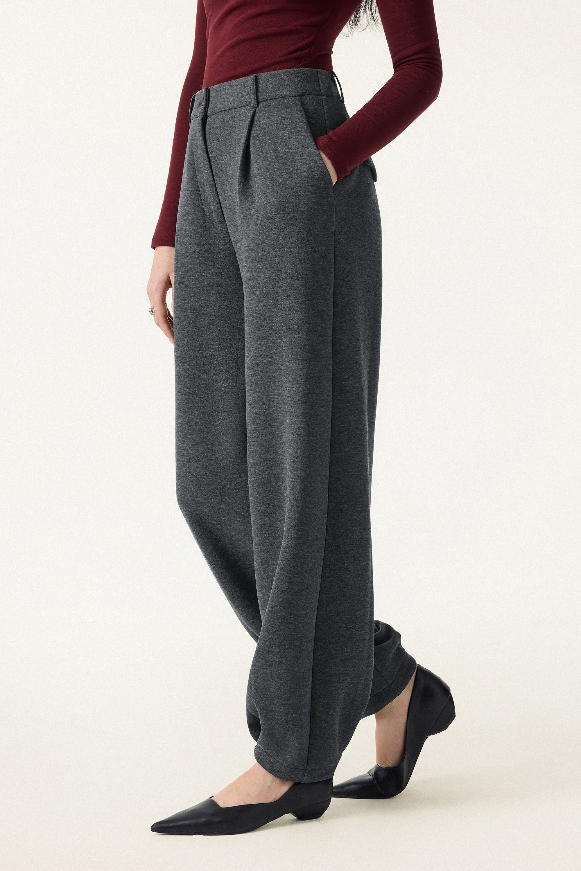 Cozy Warm High Rise Tapered Utility Pants with Pockets