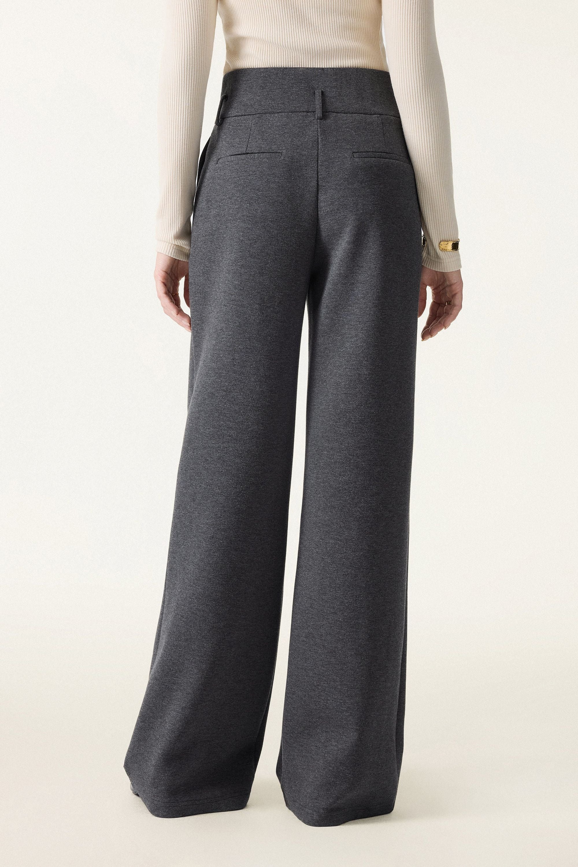 Cozy Warm High Rise Wide Leg Trousers with Pockets