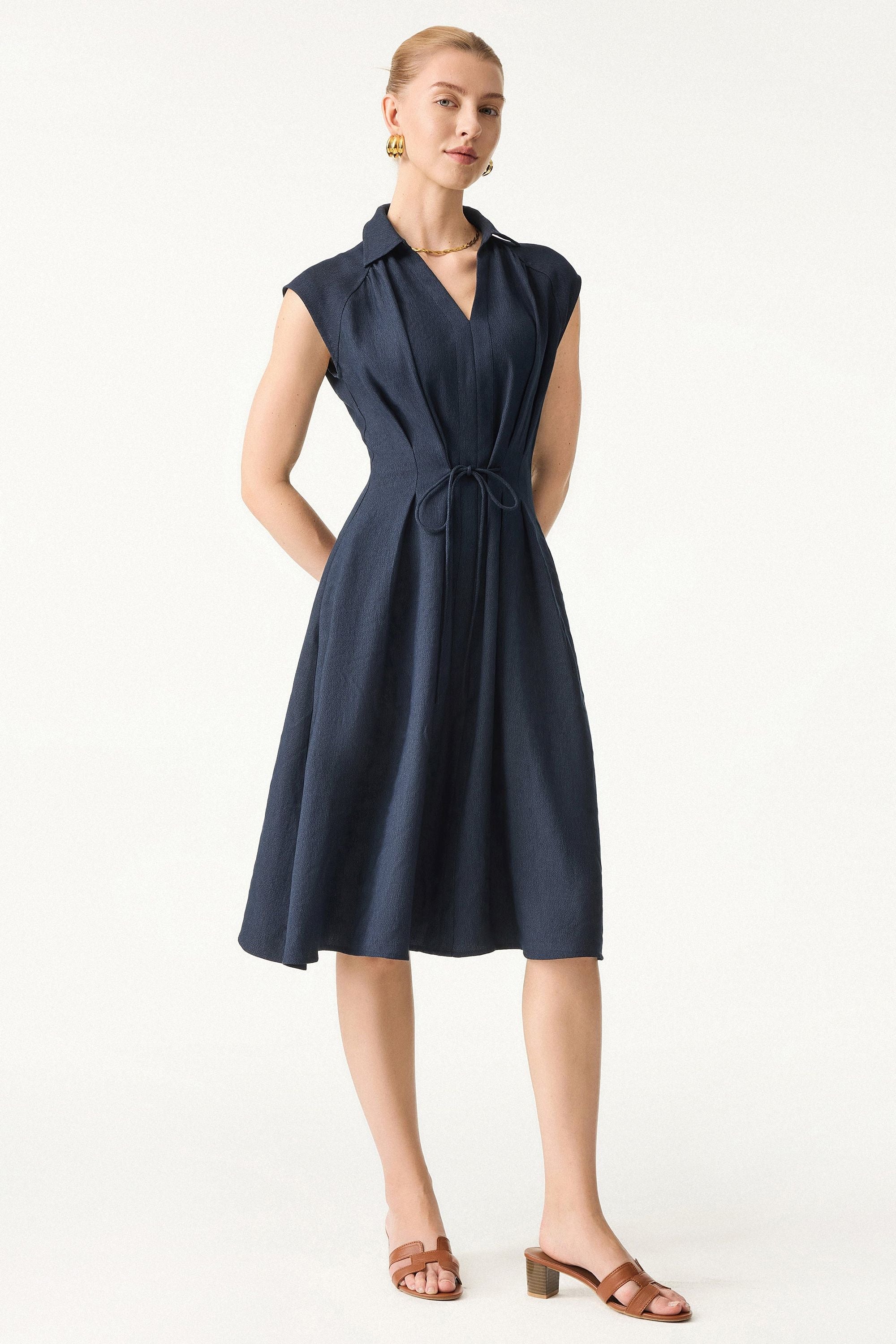 V-neck Dress with Drawstring
