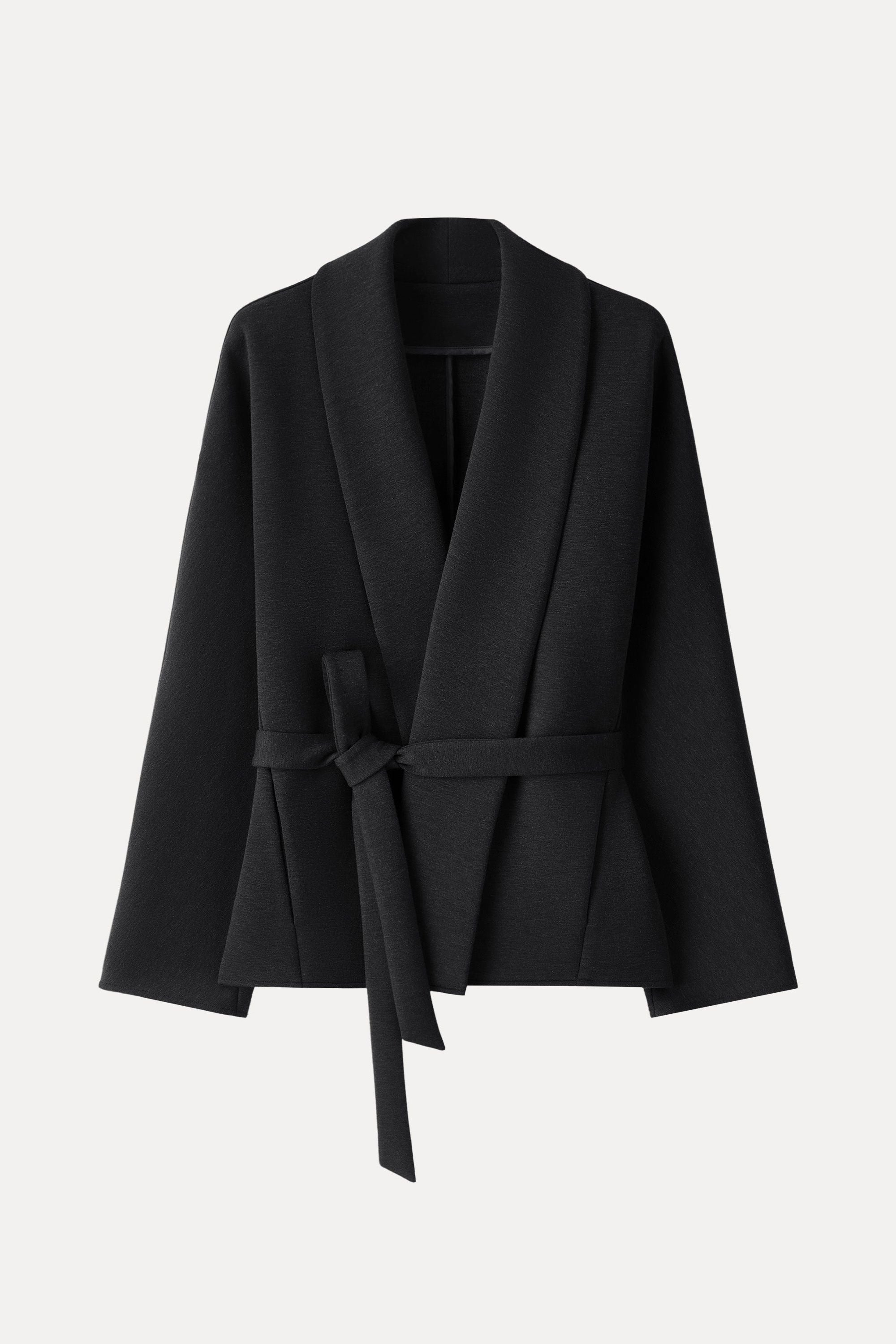 Shawl Neck Belted Jacket