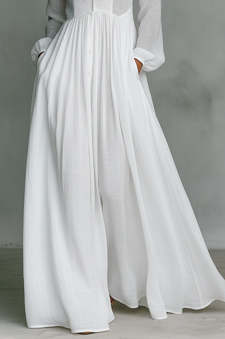 Flowing Button-Front Maxi Dress